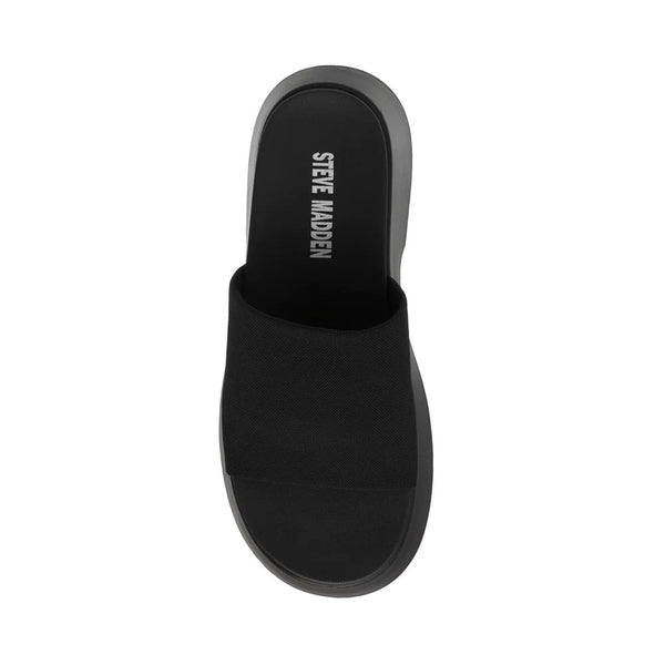 THROW BACK Black Sandals by Steve Madden - top view