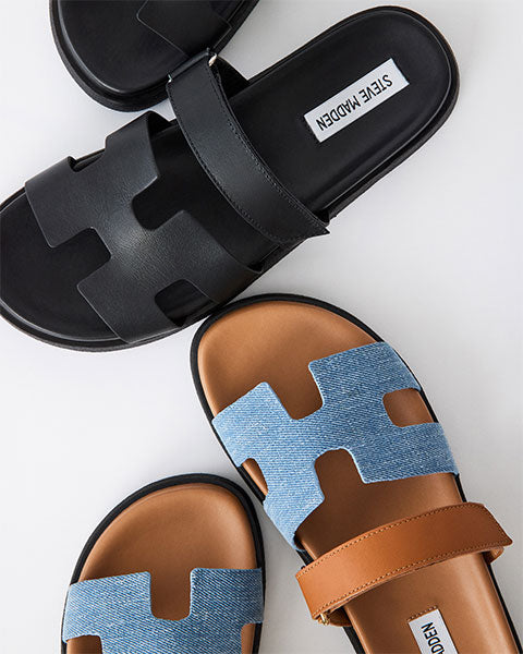 MAYVEN-CN Black Action Leather Sandals - Steve Madden Australia