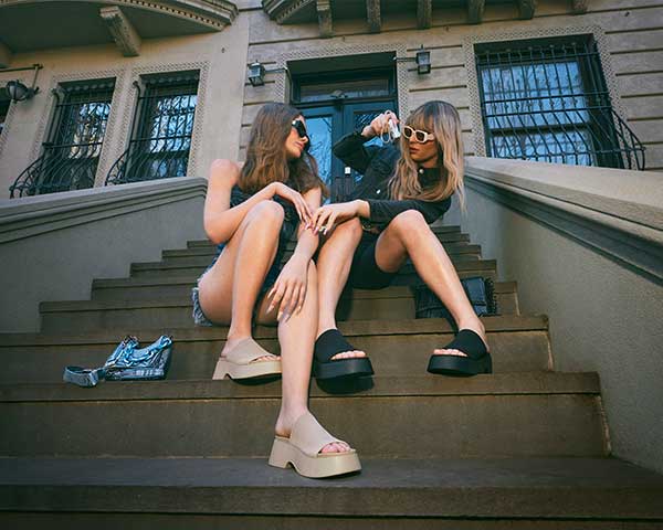 THROW BACK Black Sandals by Steve Madden - lifestyle image - view 6