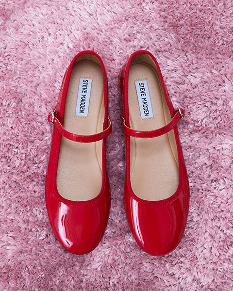 VINETTA Red Patent Flats by Steve Madden - dual view