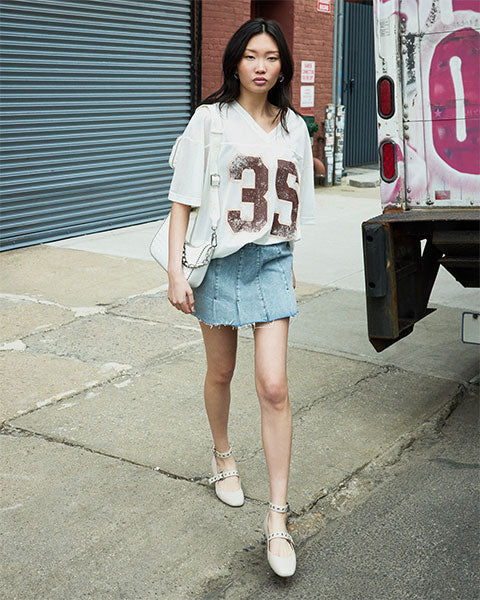MACBETH Bone Leather Flats by Steve Madden - model view