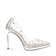 Clear and cheap silver heels