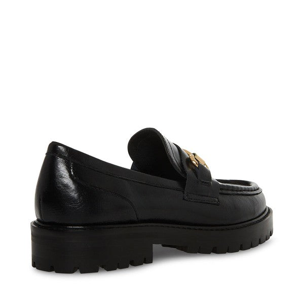 MISTOR Black Leather Loafers by Steve Madden - back side view
