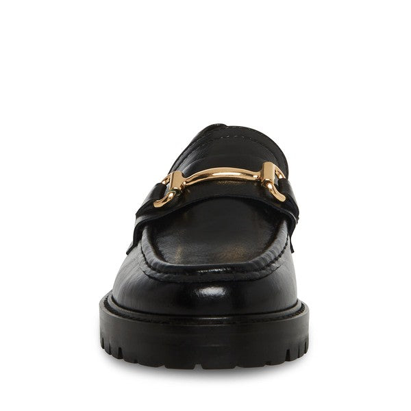 MISTOR Black Leather Loafers by Steve Madden - front view