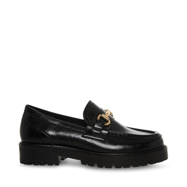 MISTOR Black Leather Loafers by Steve Madden - side view