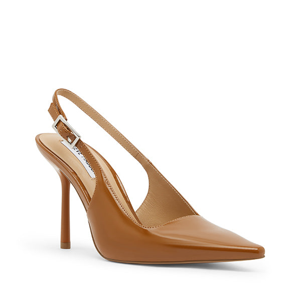 DAENERYS Tan Patent Heels by Steve Madden - front side view