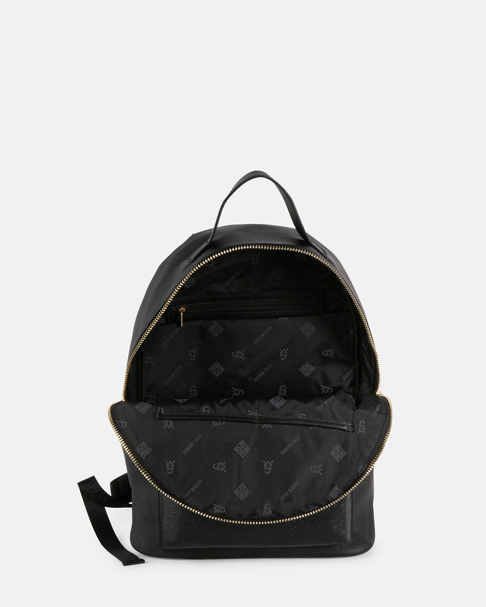 black leather steve madden backpack BBACK-6 BLACK