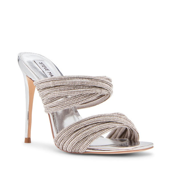 NOVEL Silver Heels by Steve Madden - front side view