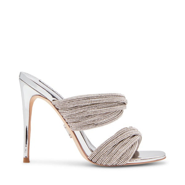 NOVEL Silver Heels by Steve Madden - front side view