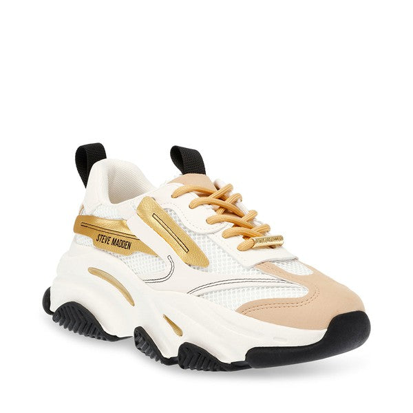 POSSESSION-E White Tan Black Sneakers by Steve Madden - front side view
