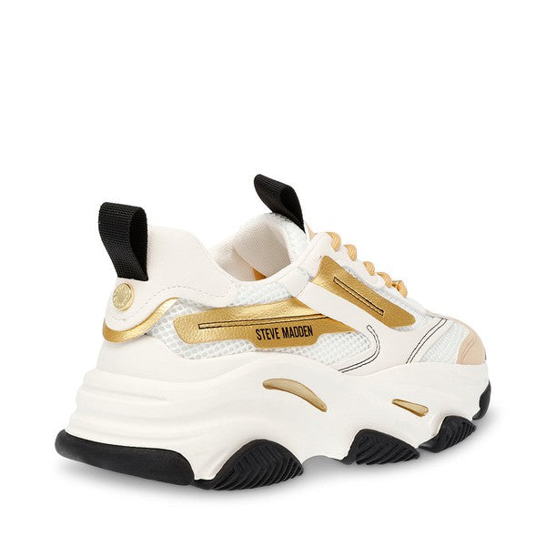 POSSESSION-E White Tan Black Sneakers by Steve Madden - back side view