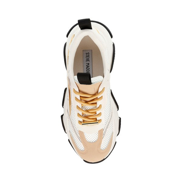 POSSESSION-E White Tan Black Sneakers by Steve Madden - top view
