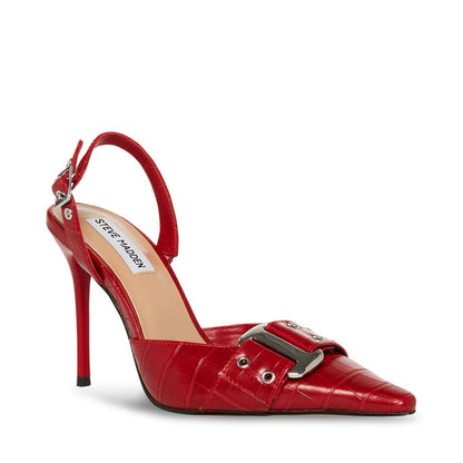 DILLON Red Croco Heels by Steve Madden - front side view