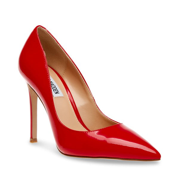 EVELYN Red Patent Heels by Steve Madden - front side view