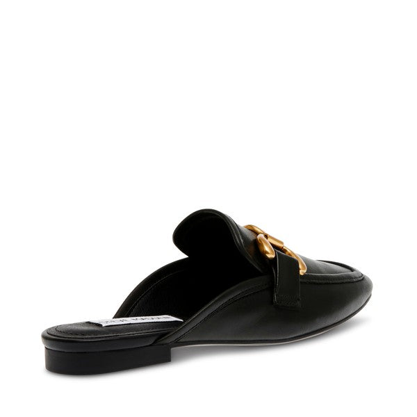 FORTUNATE Black Leather Loafers by Steve Madden - back side view