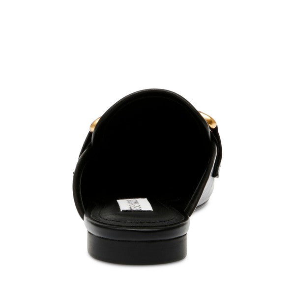 FORTUNATE Black Leather Loafers by Steve Madden - back view