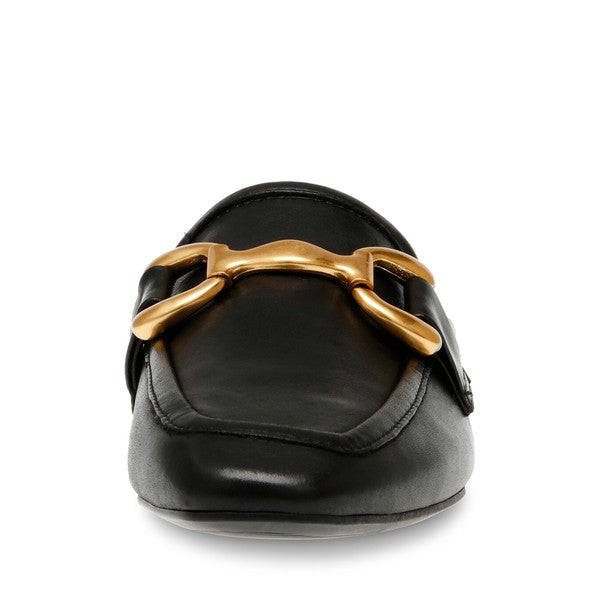 FORTUNATE Black Leather Loafers by Steve Madden - front view