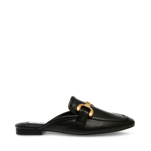 FORTUNATE Black Leather Loafers by Steve Madden - side view