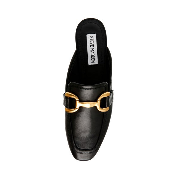 FORTUNATE Black Leather Loafers by Steve Madden - top view