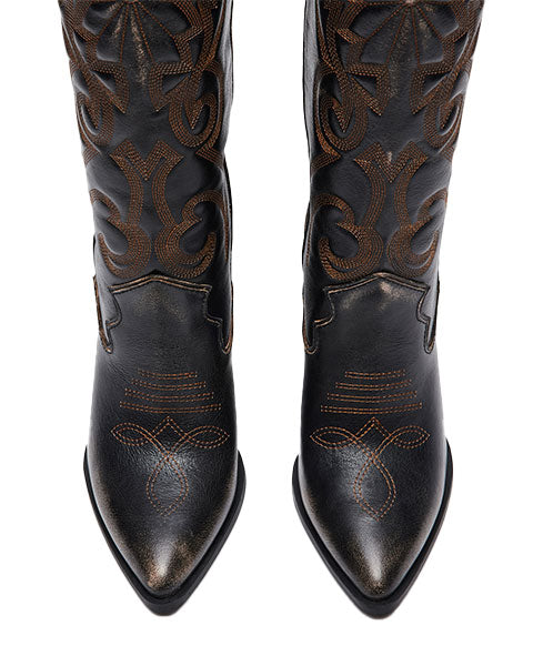LASSO Brown Distressed Boots by Steve Madden - top view
