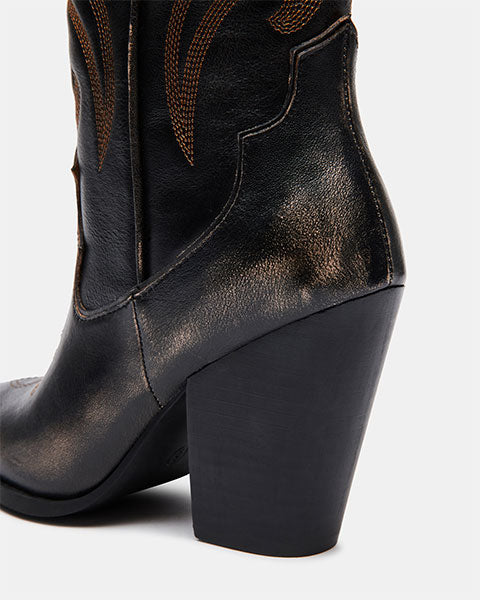 LASSO Brown Distressed Boots by Steve Madden - close up view