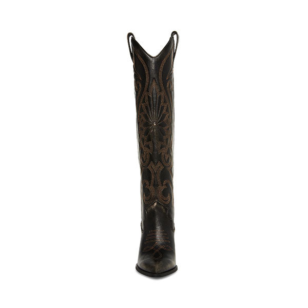 LASSO Brown Distressed Boots by Steve Madden - front view