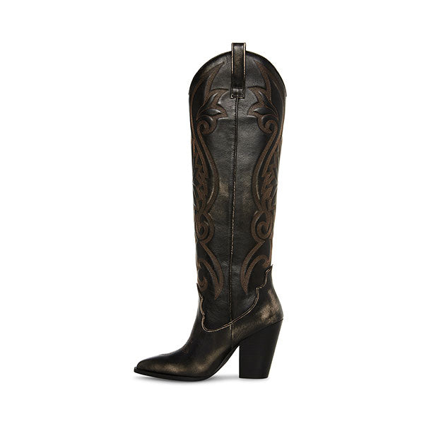 LASSO Brown Distressed Boots by Steve Madden - side view