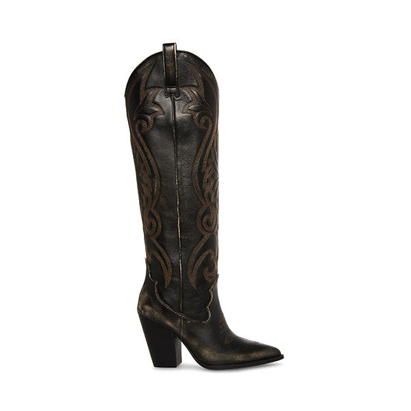 LASSO Brown Distressed Boots by Steve Madden - side view
