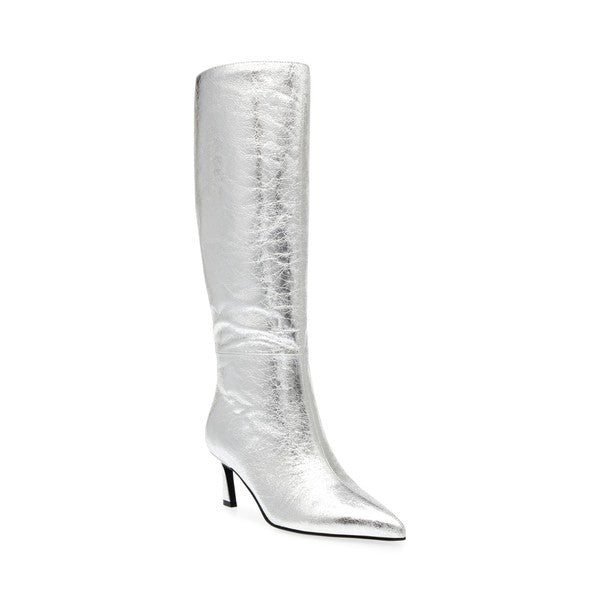 LAVAN Silver Boots by Steve Madden - front side view