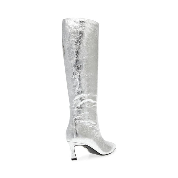 LAVAN Silver Boots by Steve Madden - back side view