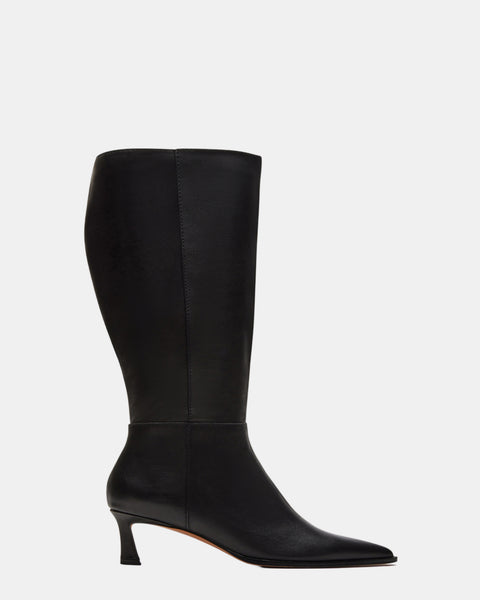 ★Steve Madden★新作★最新流行ブランド★LUCID★ブーツ LUCID Black Leather Women's Pointed Toe Kitten Heel Boot