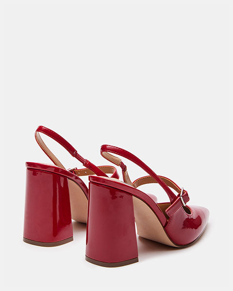 MAEGAN Red Patent Heels by Steve Madden - back side view