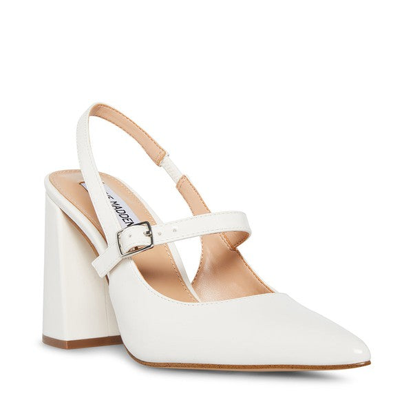 MAEGAN White Patent Heels by Steve Madden - front side view