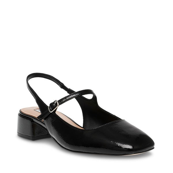 MARJORIE-E Black Mary Janes by Steve Madden - front side view