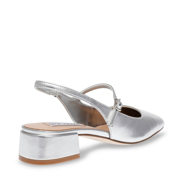 MARJORIE-E Silver Mary Janes by Steve Madden - back side view