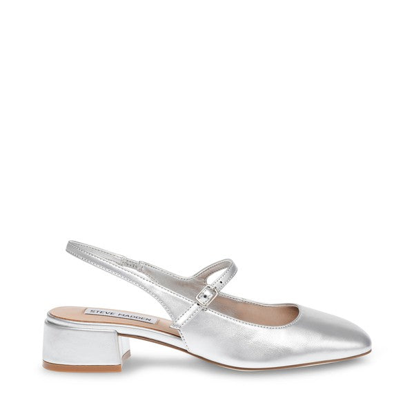 MARJORIE-E Silver Mary Janes by Steve Madden - side view