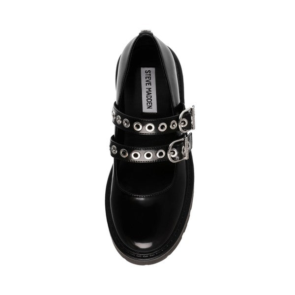 OVERT Black Action Leather Mary Janes by Steve Madden - top view