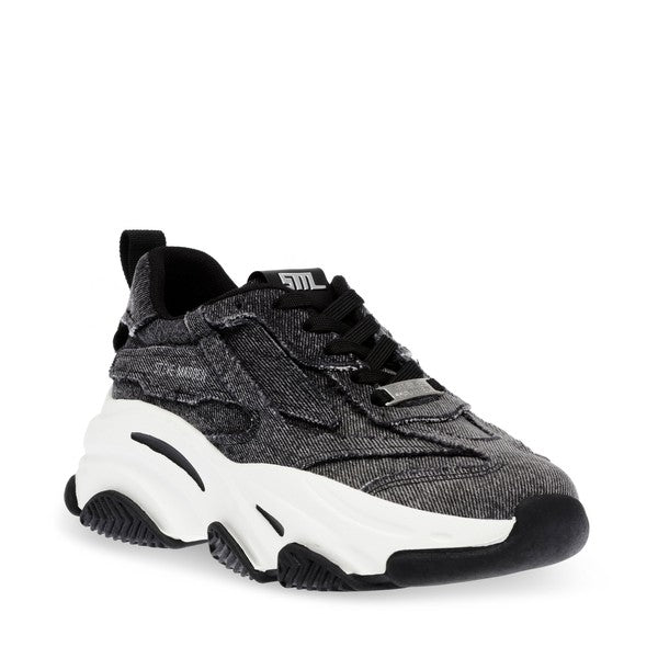 PARK AVE Black Denim Sneakers by Steve Madden - front side view