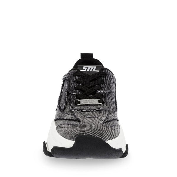 PARK AVE Black Denim Sneakers by Steve Madden - front view