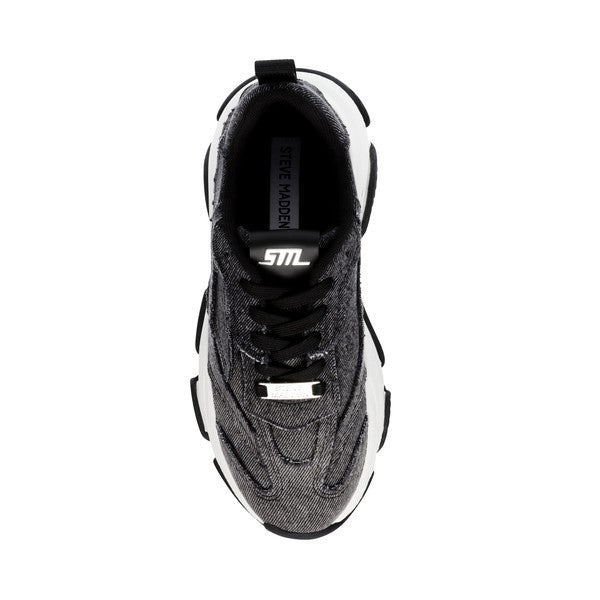 PARK AVE Black Denim Sneakers by Steve Madden - top view