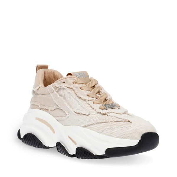 PARK AVE Tan Denim Sneakers by Steve Madden - front side view