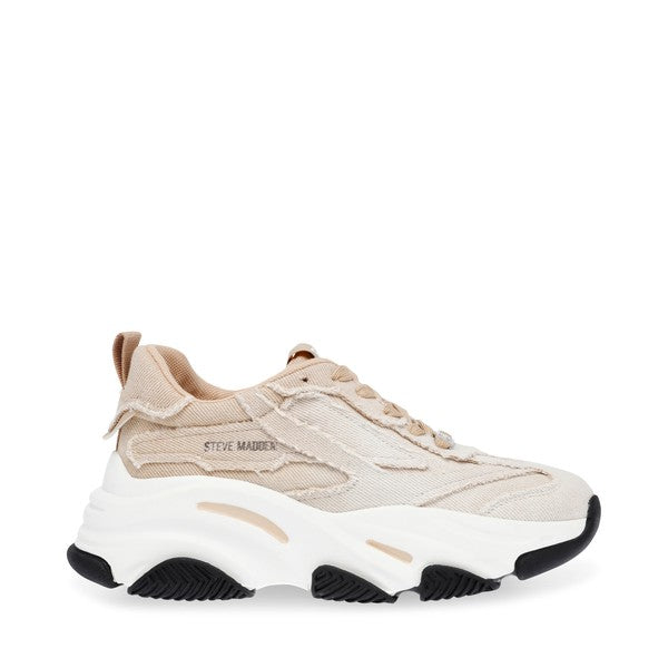 PARK AVE Tan Denim Sneakers by Steve Madden - side view