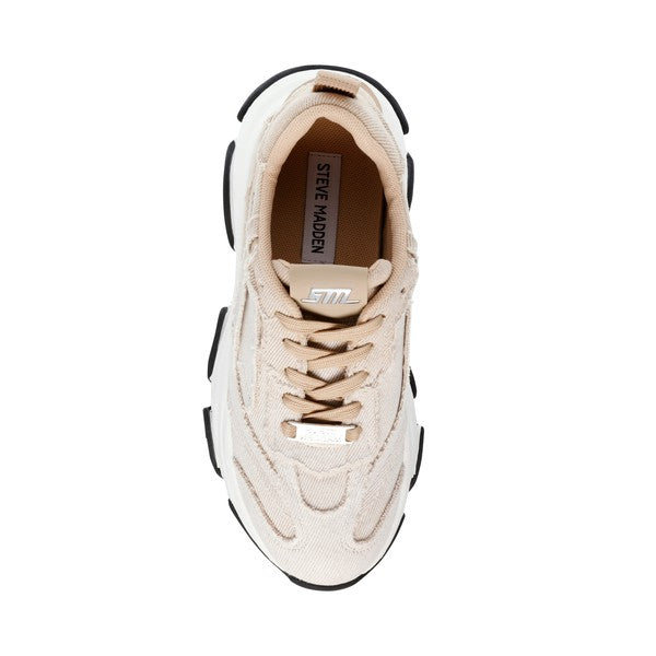 PARK AVE Tan Denim Sneakers by Steve Madden - top view