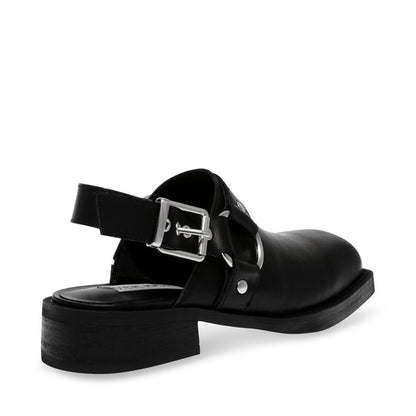 RAMBLES Black Leather Mules by Steve Madden - back side view