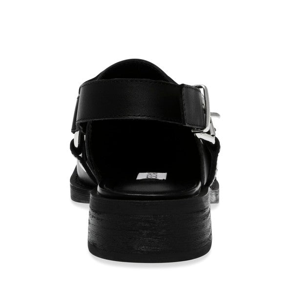 RAMBLES Black Leather Mules by Steve Madden - back view