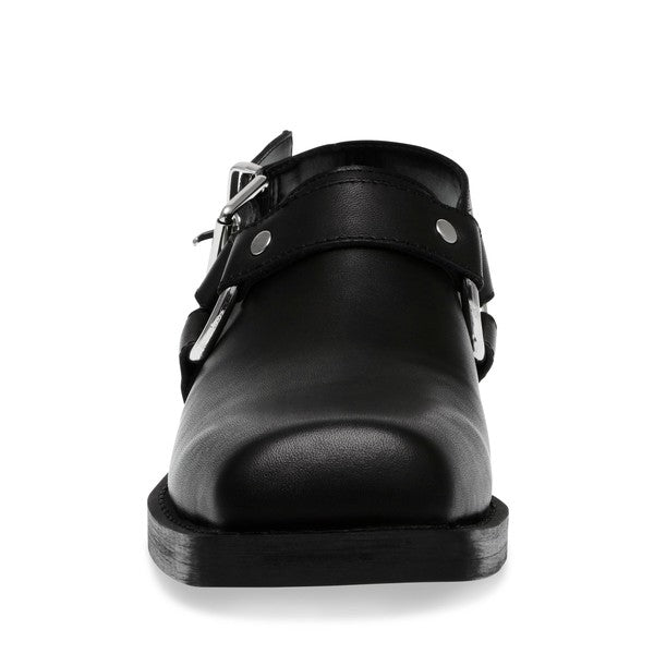 RAMBLES Black Leather Mules by Steve Madden - front view