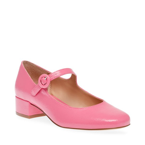 SESSILY Pink Patent Heels by Steve Madden - front side view