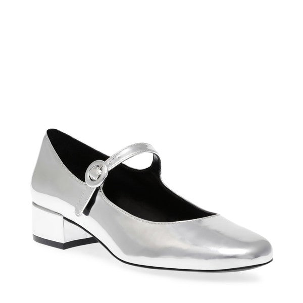 SESSILY Silver Heels by Steve Madden - front side view