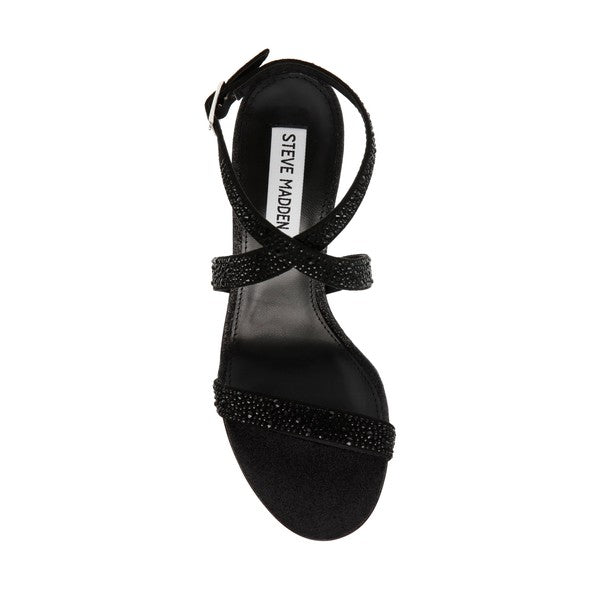 SHOWDOWN Black Crystal Heels by Steve Madden - top view