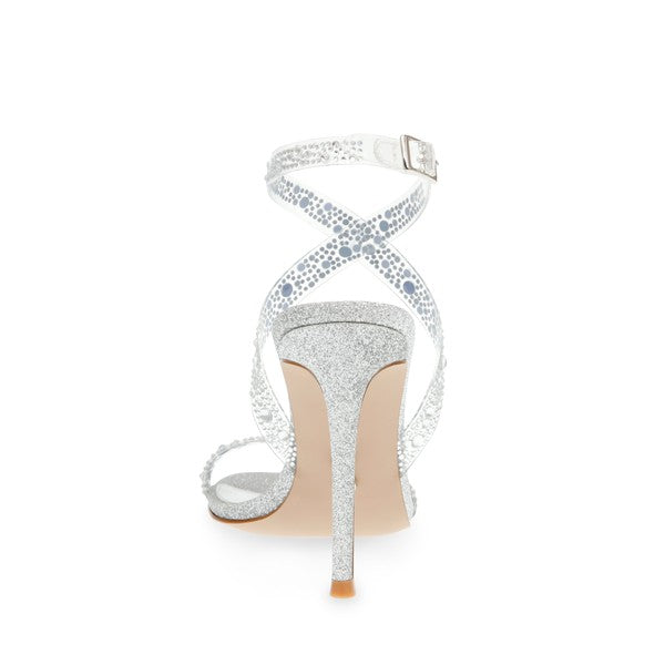 SHOWDOWN Silver Clear Heels by Steve Madden - back view